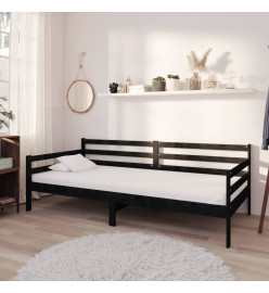 Lit de repos avec matelas 90x200 cm Noir Bois de pin massif