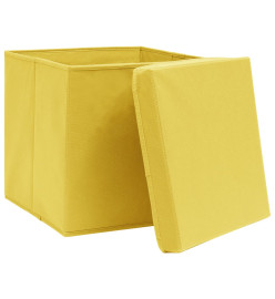 Boîtes de rangement avec couvercles 10 pcs 28x28x28 cm Jaune