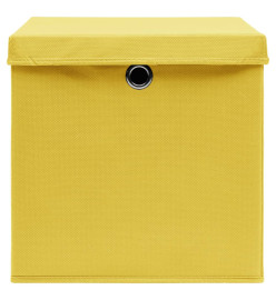 Boîtes de rangement avec couvercles 10 pcs 28x28x28 cm Jaune