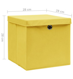 Boîtes de rangement avec couvercles 10 pcs 28x28x28 cm Jaune