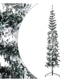 Demi sapin de Noël artificiel mince avec neige floquée 240 cm