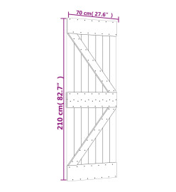 Porte coulissante et kit de quincaillerie 70x210 cm pin massif