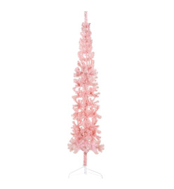 Demi sapin de Noël artificiel mince avec support Rose 210 cm