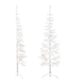 Demi sapin de Noël artificiel mince avec support Blanc 120 cm