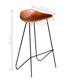 Chaises de bar lot de 6 marron cuir véritable