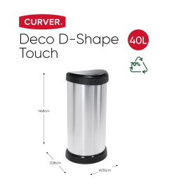 Curver Poubelle à pédale Deco Ovale 40 L Argenté