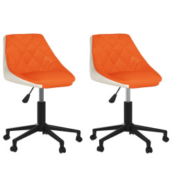 Chaises à manger pivotantes lot de 2 orange et blanc similicuir