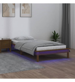 Cadre de lit à LED marron miel 75x190 cm petit simple bois