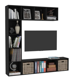 Ensemble de bibliothèque/meuble TV 3 pcs Noir 180x30x180 cm