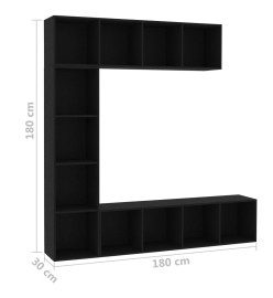 Ensemble de bibliothèque/meuble TV 3 pcs Noir 180x30x180 cm