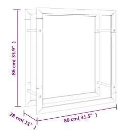 Portant de bois de chauffage 80x28x86 cm acier inoxydable