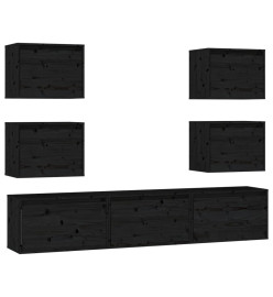 Meubles TV 7 pcs Noir Bois massif de pin