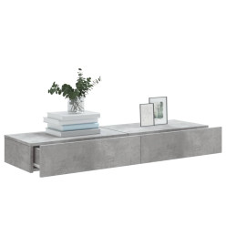 Meubles TV avec lumières LED 2 pcs gris béton 60x35x15,5 cm