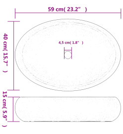Vasque à poser noir ovale 59x40x15 cm céramique
