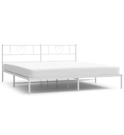 Cadre de lit métal avec tête de lit blanc 183x213 cm