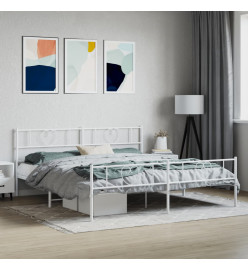 Cadre de lit métal avec tête de lit/pied de lit blanc 180x200cm