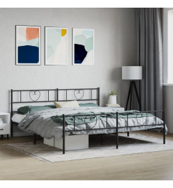 Cadre de lit métal avec tête de lit/pied de lit noir 183x213 cm