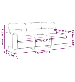 Canapé à 3 places Crème 180 cm Tissu