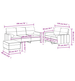 Ensemble de canapés 3 pcs coussins gris clair tissu