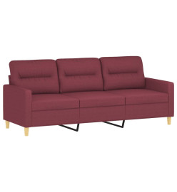 Ensemble de canapés 3 pcs avec coussins rouge bordeaux tissu