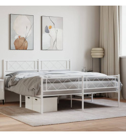 Cadre de lit métal avec tête de lit/pied de lit blanc 140x190cm