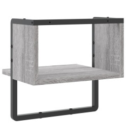 Étagère murale avec barre sonoma gris 30x25x30 cm