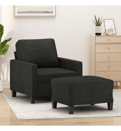 Fauteuil avec repose-pied Noir 60 cm Tissu