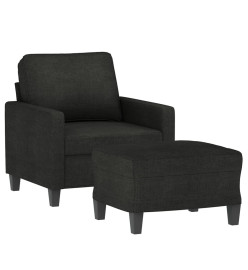 Fauteuil avec repose-pied Noir 60 cm Tissu