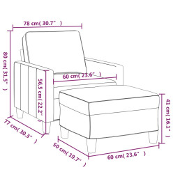 Fauteuil avec repose-pied Crème 60 cm Tissu