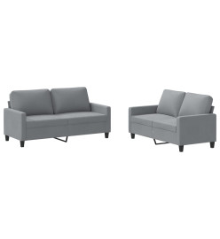 Ensemble de canapés 2 pcs avec coussins Gris clair Tissu