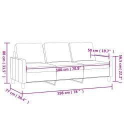 Canapé à 3 places Marron 180 cm Tissu