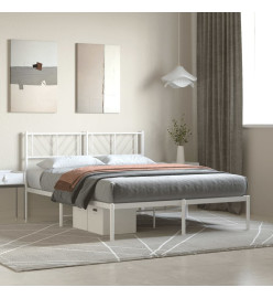 Cadre de lit métal avec tête de lit blanc 140x200 cm