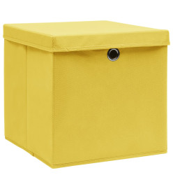 Boîtes de rangement avec couvercles 4 pcs 28x28x28 cm Jaune