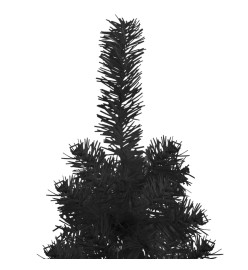 Demi sapin de Noël artificiel mince avec support Noir 180 cm