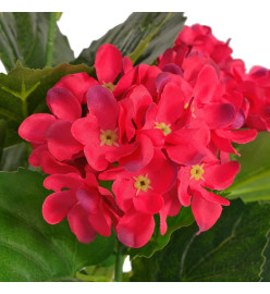 Plante hortensia artificielle avec pot 60 cm Rouge