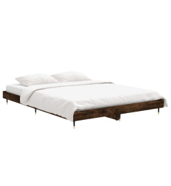 Cadre de lit chêne fumé 135x190 cm bois d'ingénierie