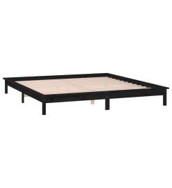 Cadre de lit à LED noir 120x190 cm petit double bois massif