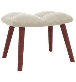 Chaise de relaxation avec repose-pied Blanc crème Velours