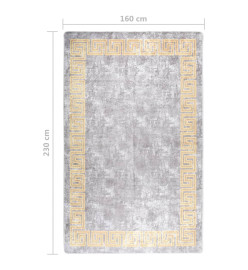 Tapis lavable antidérapant 160x230 cm Gris