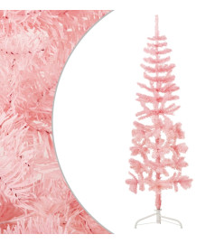 Demi sapin de Noël artificiel mince avec support Rose 120 cm