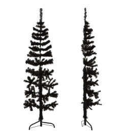 Demi sapin de Noël artificiel mince avec support Noir 120 cm