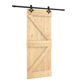 Porte coulissante et kit de quincaillerie 85x210 cm pin massif