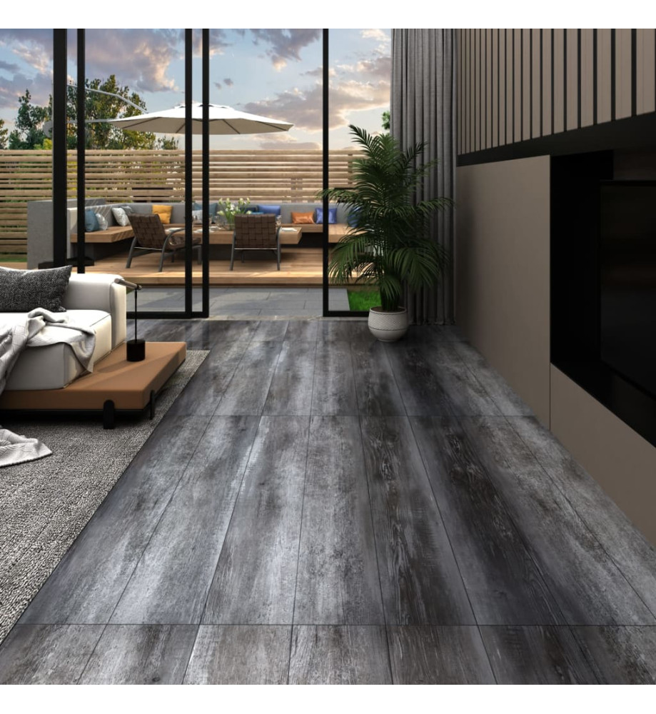 Planche de plancher PVC autoadhésif 5,21 m² 2 mm gris brillant