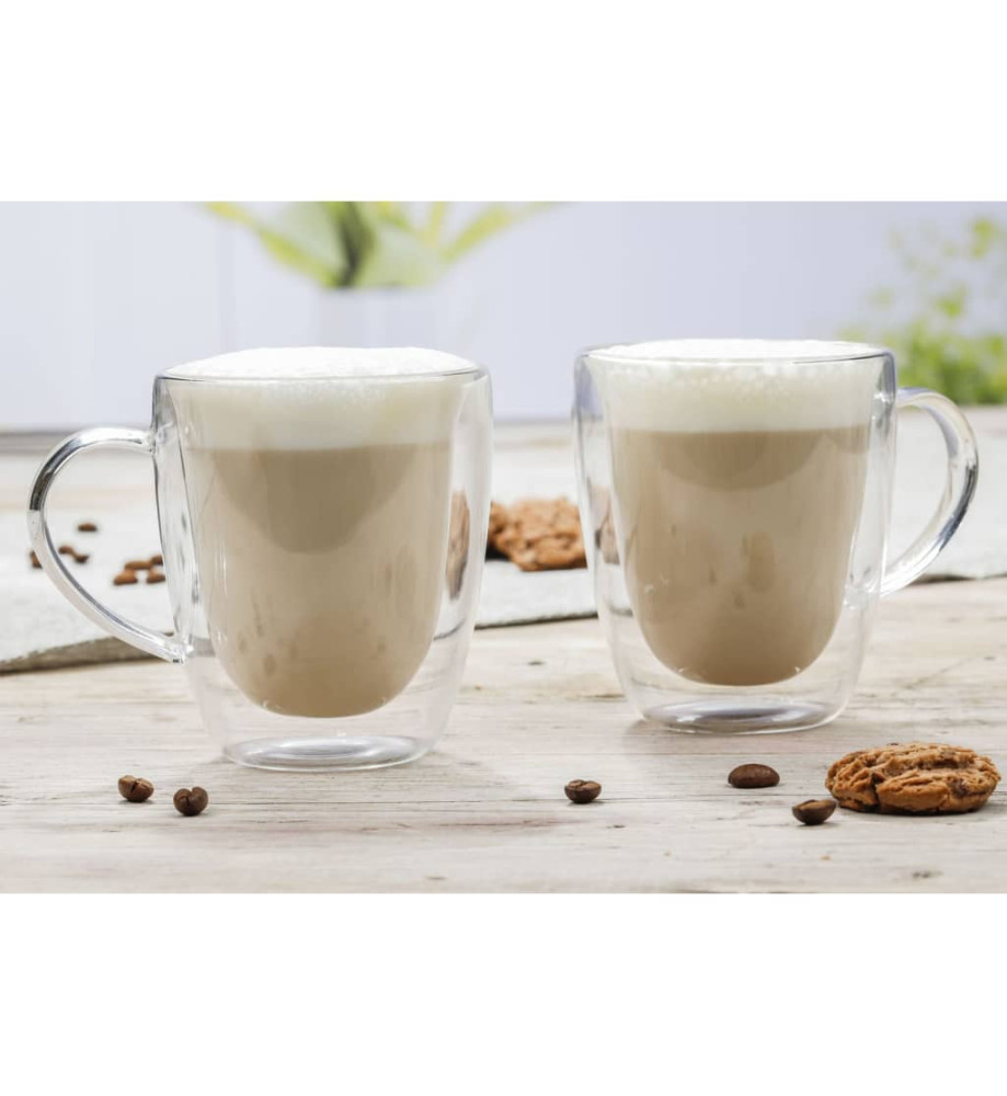 HI Ensemble de verres à cappuccino 2 pcs 270 ml transparent