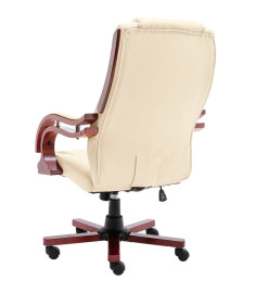 Chaise de bureau de massage Crème Cuir véritable