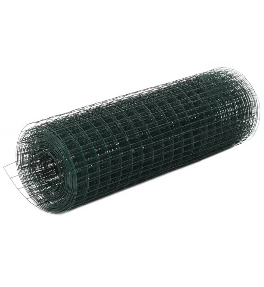 Grillage Acier avec revêtement en PVC 25x0,5 m Vert