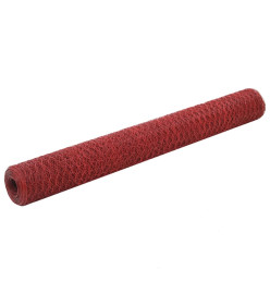 Grillage Acier avec revêtement en PVC 25x1,2 m Rouge