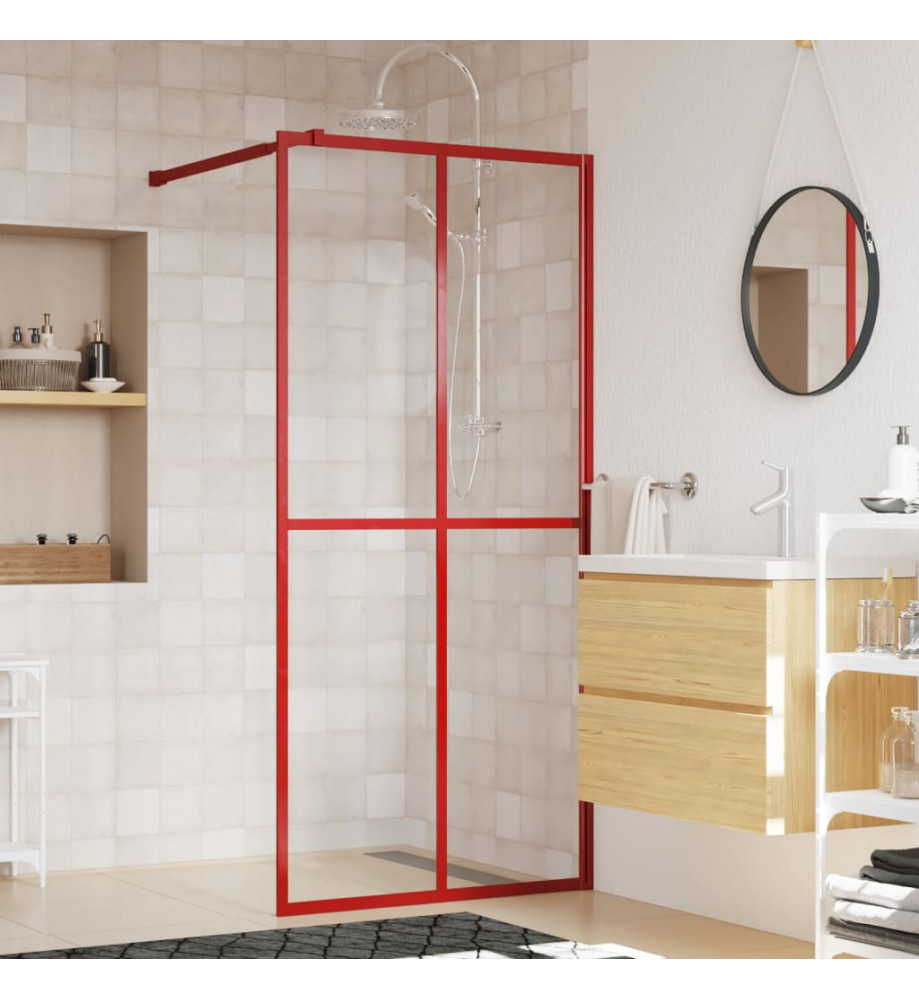 Paroi de douche avec verre ESG transparent rouge 100x195 cm