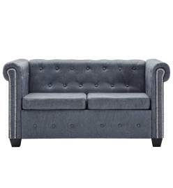 Canapé Chesterfield à 2 places Faux cuir suédé Gris