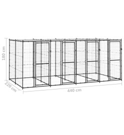 Chenil extérieur Acier avec toit 9,68 m²